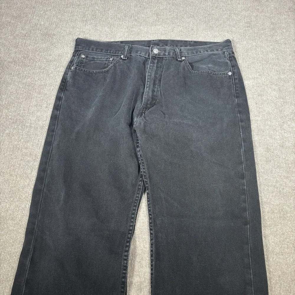 Levis 505 Jeans‎ Mens 37x32 Regular Fit Straight Leg Black Denim Faded Cotton